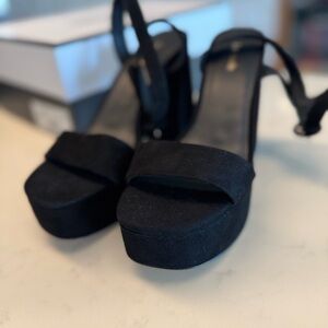 Larroude Dolly sandals black suede platform